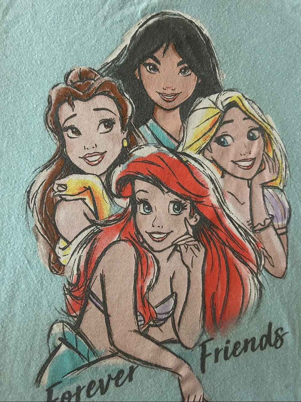 Disney Light Blue 'Forever Friends' Princess Graphic Tee